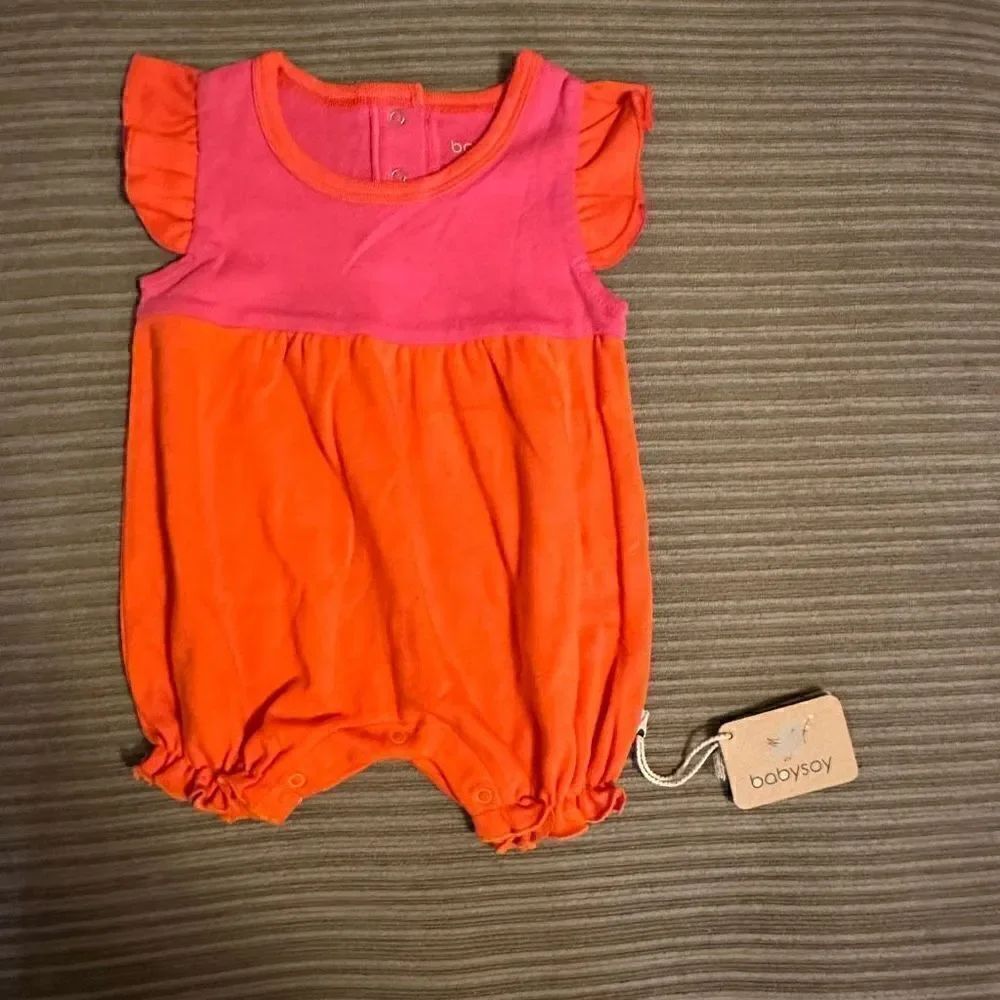 BabySoy one piece 0-3 months pink and orange